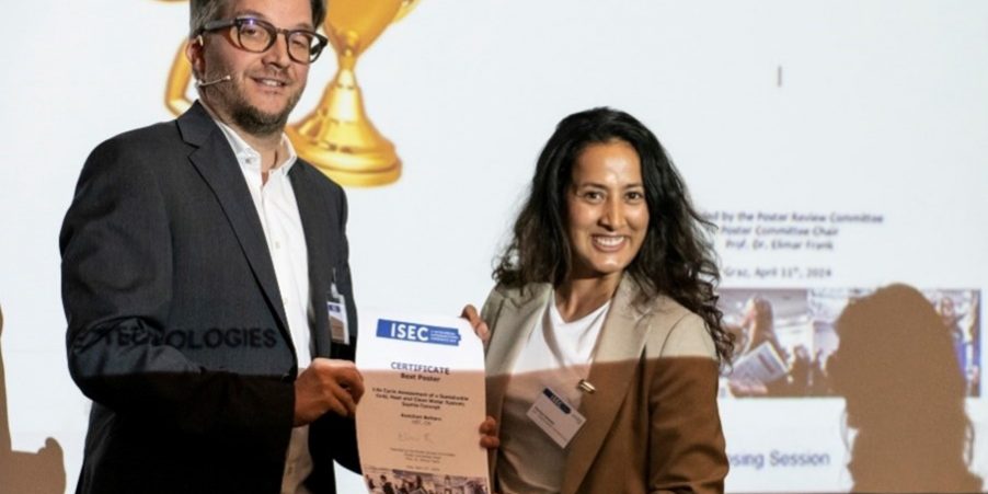 Kanchan Bohara from SPF receiving her best poster award